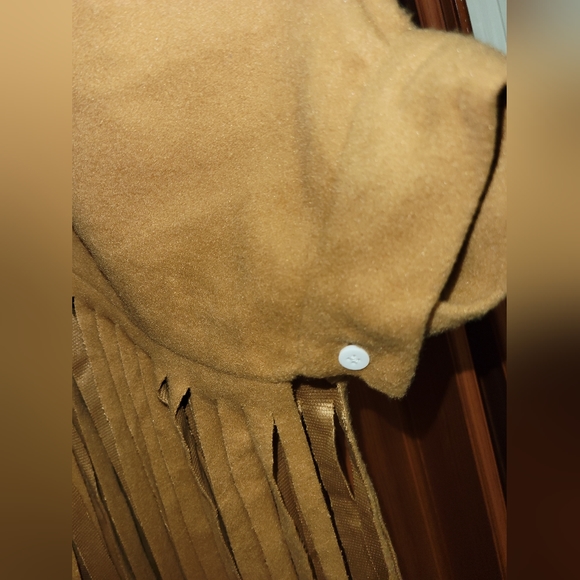 Fringe Poncho w/Button Sleeves - Camel, Sz: L/XL - Picture 4 of 5
